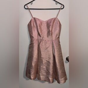 NWT Avec Les Filles Shimmering Rose Gold Pleated Fit & Flare Dress size 4